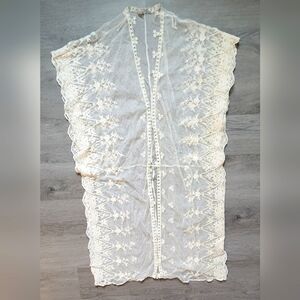 Go Jane Women's Sleeveless Embroidered Sheer Bohemian Boho Chic Cover-Up S/M